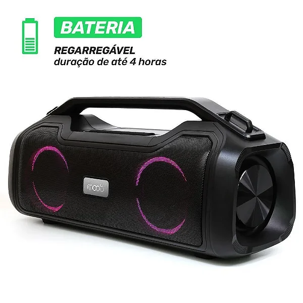 Caixa de Som Portátil Moob, Bluetooth, LED, Moobox Fun, Resistente À Água, Com Alça - Ipx5 140w