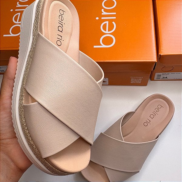 Tamanco Anabela Beira Rio Tiras X