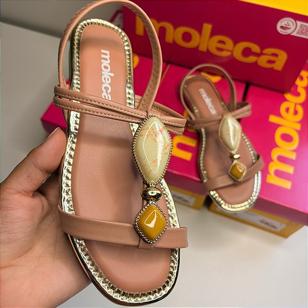 Sandália Rasteira Moleca Pedraria