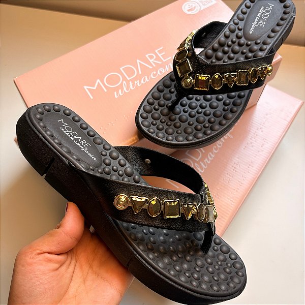 Chinelo Feminino Modare Ultra Conforto Ortopédico com Pedraria
