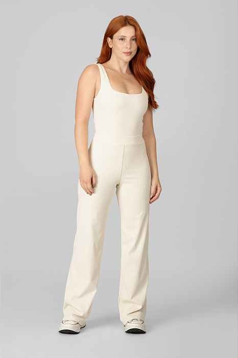 Calça Line Latte - Calça Reta Canelada