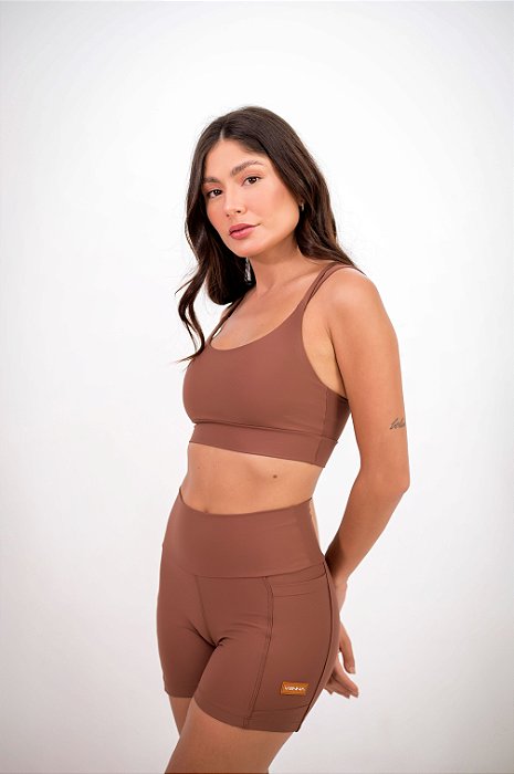 Top Duo Classic Hot Chocolate - Top Fitness com Alças Duplas