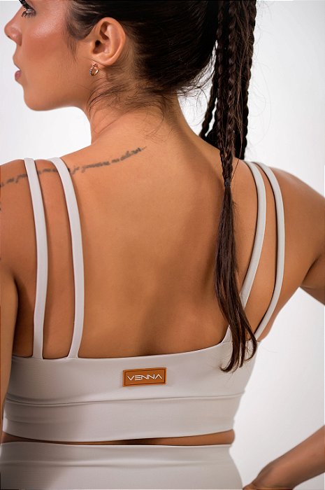 Top Duo Classic Clound Gray - Top Fitness com Alças Duplas
