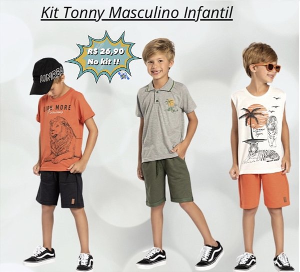 Kit C/ 18 Conj Masc. Premium Tony  4-6-8 Anos.