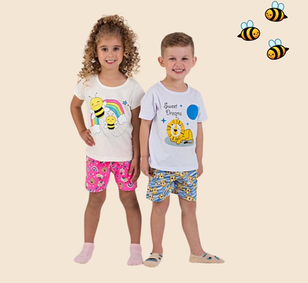 Kit C/ 24 Conj. de Pijama de Verão Misto (Masc e Fem) Analê  1-2-3 anos