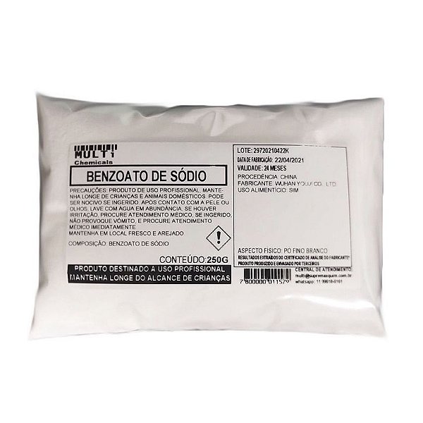 Conservante - Benzoato de sódio - 250g - alimentos - cosméticos - 250G