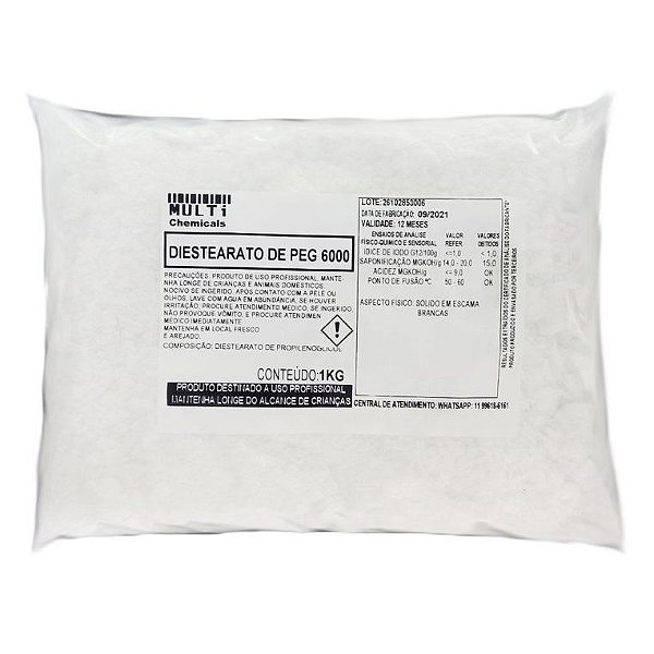Diestearato de polietilenoglicol - peg 6000 - 1kg - Espessante