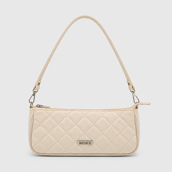 Bolsa Maria Milão Baguete Matelassê Off-White