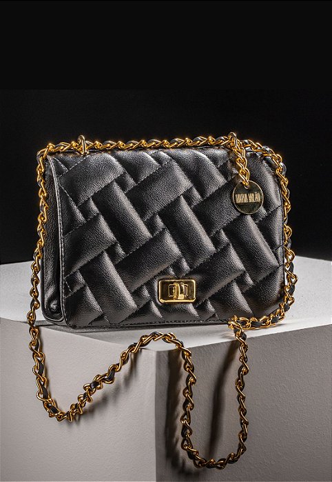BOLSA MATELASSÊ TAG PRETA