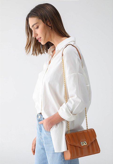 BOLSA PEQUENA MATELASSÊ CARAMELO