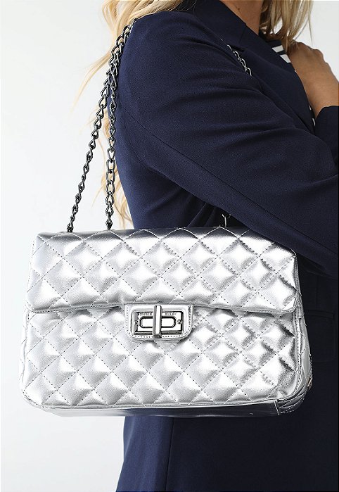 BOLSA MATELASSÊ PRATA