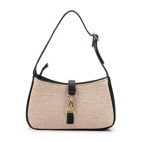 Bolsa Maria Milão Charme Palha e Preto