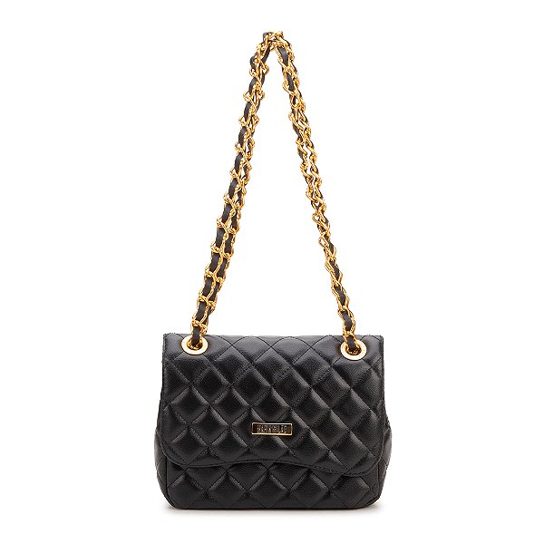 BOLSA PEQUENA PRETA COM DOURADO
