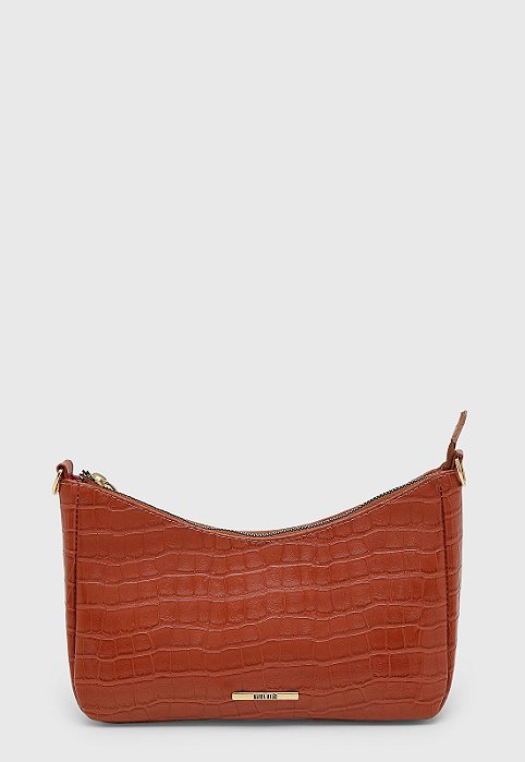 Bolsa Maria Milão Matelassê Meia Lua Caramelo Croco