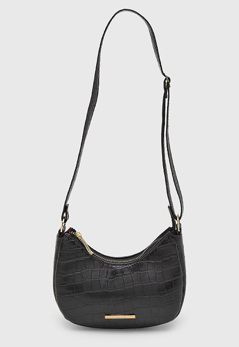 Bolsa Pequena Maria Milão Roma Croco Preta