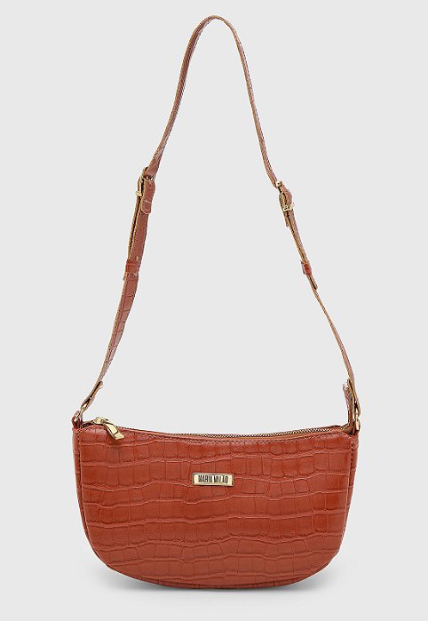 Bolsa Média Maria Milão Turin Croco Caramelo