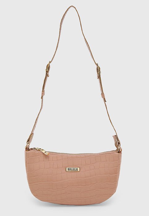 Bolsa Média Maria Milão Turin Croco Nude