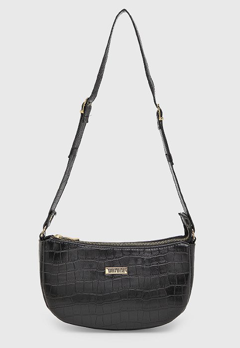 Bolsa Média Maria Milão Turin Croco Preta