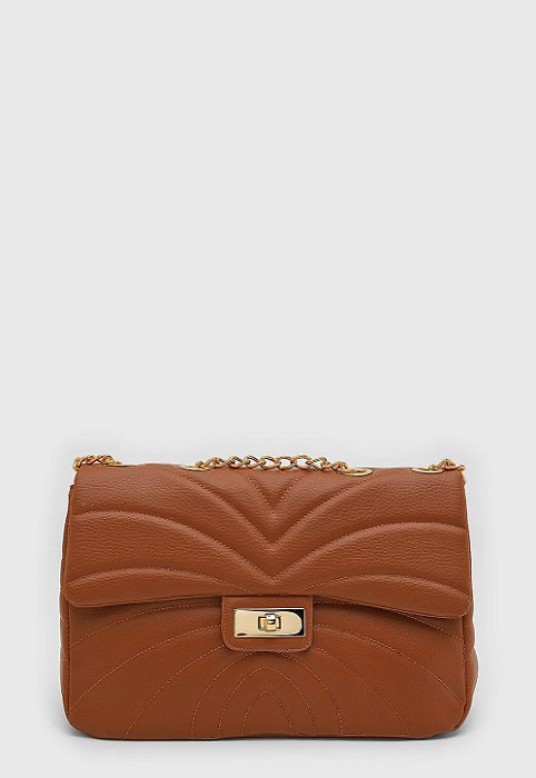 Bolsa Maria Milão Transversal Matelassê Caramelo