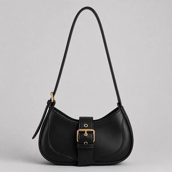 Bolsa Maria Milão Dark Preta/Dourado