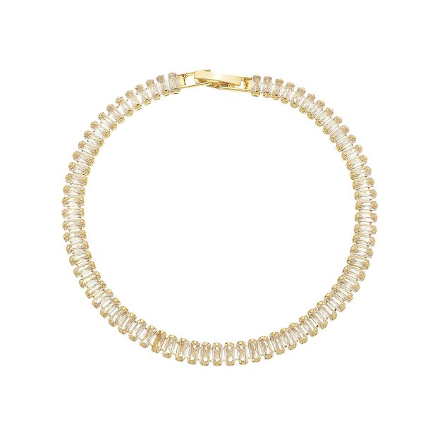 Pulseira riviera com zircônia retangular