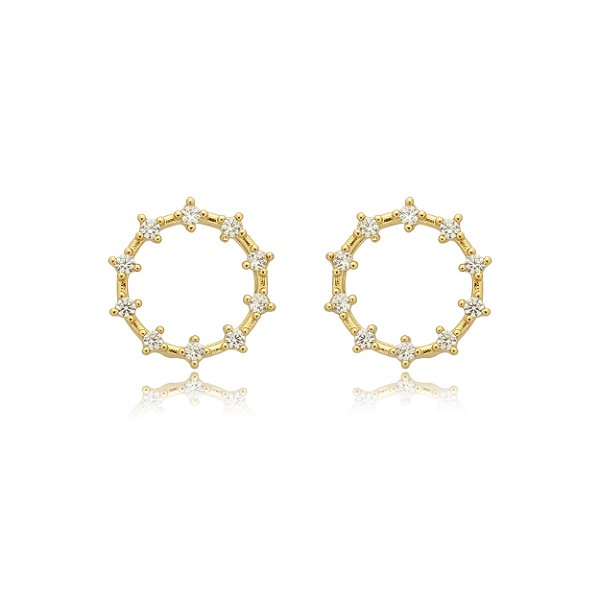 Brinco redondo vazado com zircônias