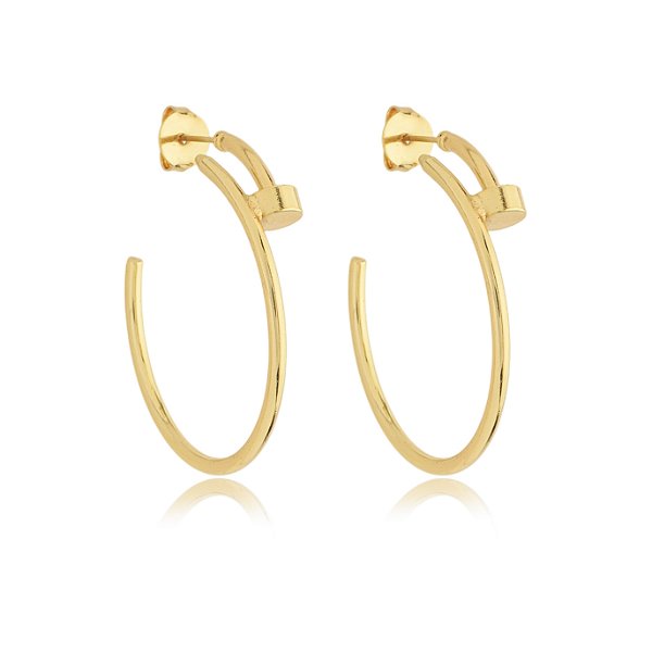 Brinco argola fixa em forma de prego