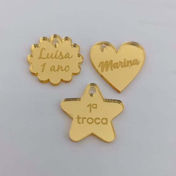 10 Tags 2cm de Diâmetro em Acrílico Espelhado