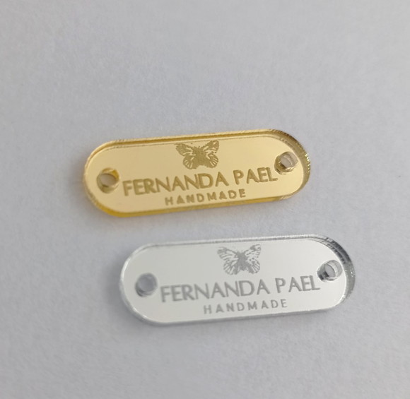 100 Tags 3x1cm em Acrilico Dourado, Rose ou Prata