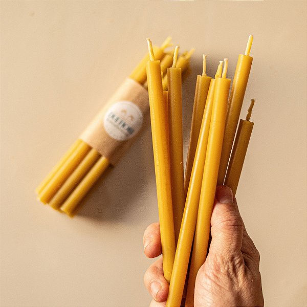 Kit de Velas Palito de Cera de Abelha Maciça - 20 un.