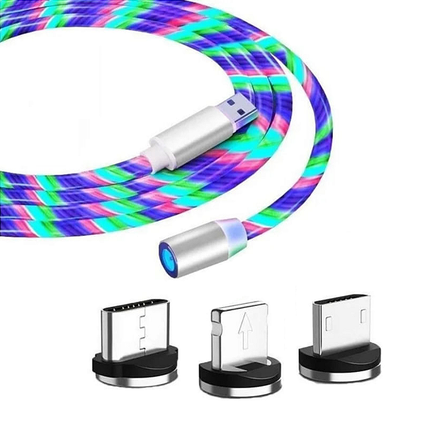 CABO CARREGADOR MAGNÉTICO COM LED