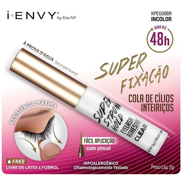 COLA PARA CÍLIOS SUPER FIXAÇÃO 48H INCOLOR - I-ENVY - KISS NY