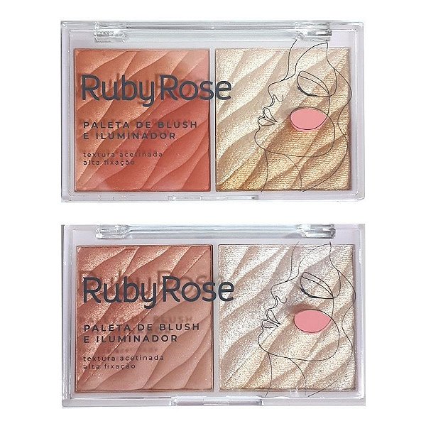 PALETA DE BLUSH E ILUMINADOR - 11,4g - RUBY ROSE