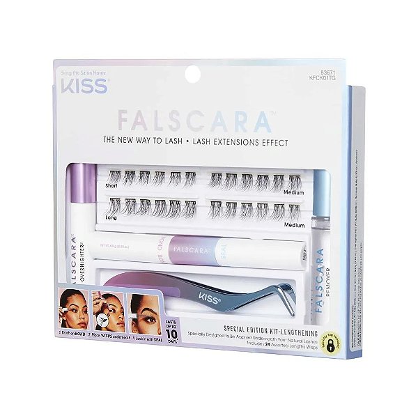 KIT COMPLETO INICIANTE CÍLIOS POSTIÇOS FALSCARA - KISS NEW YORK