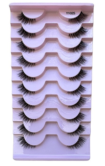 CARTELA DE CÍLIOS 3D - 10 PARES - CANTO EXTERNO - MODELO Y1025