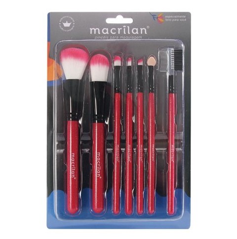 KIT DE PINCÉIS VERMELHO (KP5-9A) - 7 PINCÉIS - MACRILAN