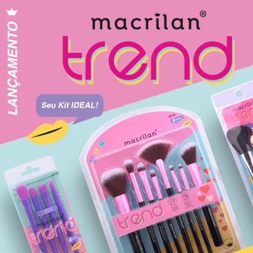 KIT DE PINCÉIS PARA MAQUIAGEM TREND - 8 UN - MACRILAN