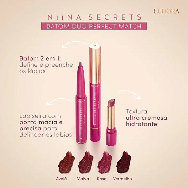 BATOM DUO PERFECT MATCH - 1,65g - NIINA SECRETS by EUDORA