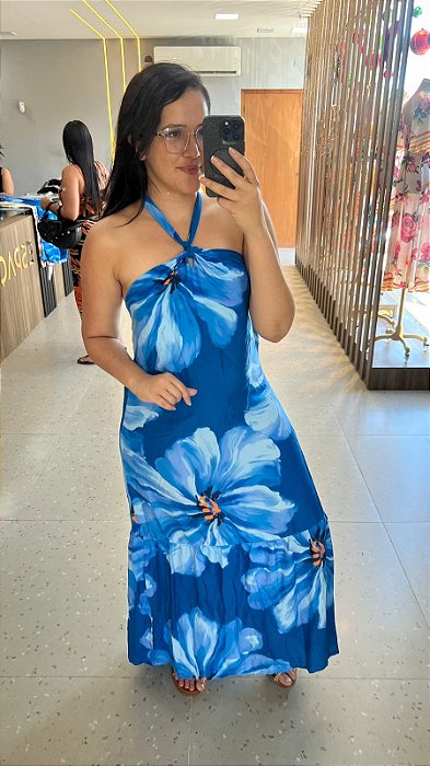Vestido Longo Oásis - Azul