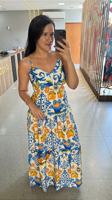 Vestido Virgínia - Azulejo Portugues
