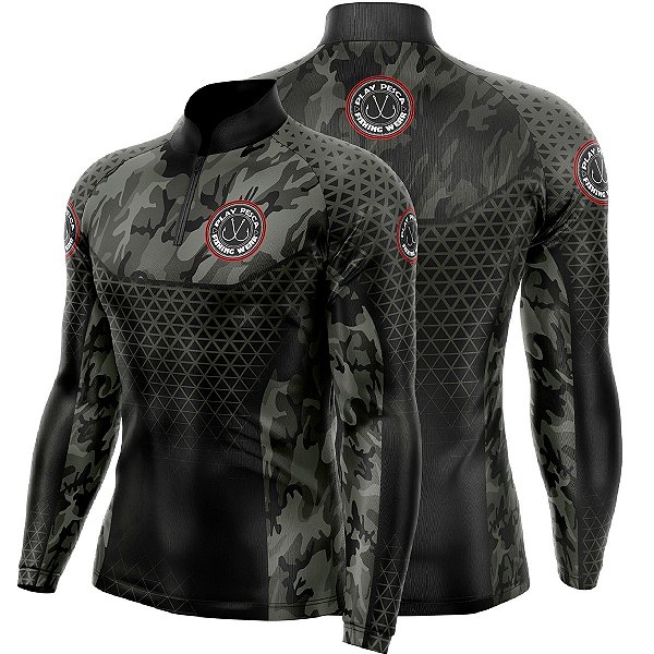 Camisa Play Pesca Cammo Black Adulto