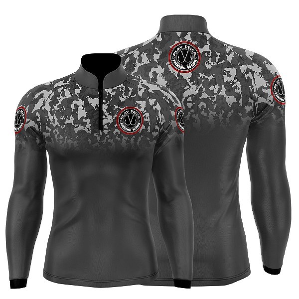 Camisa Play Pesca Cinza Camuflado Adulto