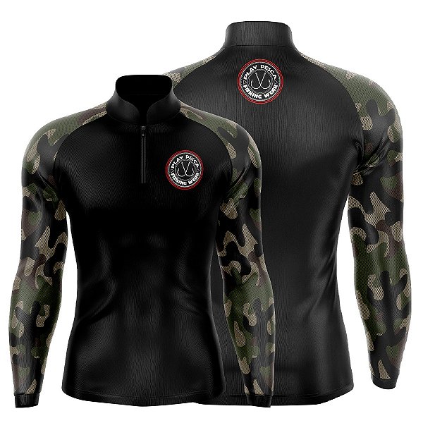 Camisa Play Pesca Camuflada Militar Adulto