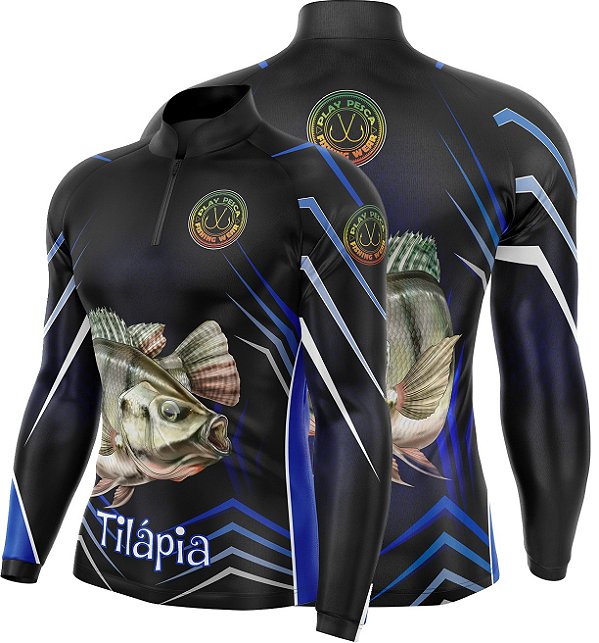 Camisa Play Pesca Tilápia Azul Adulto