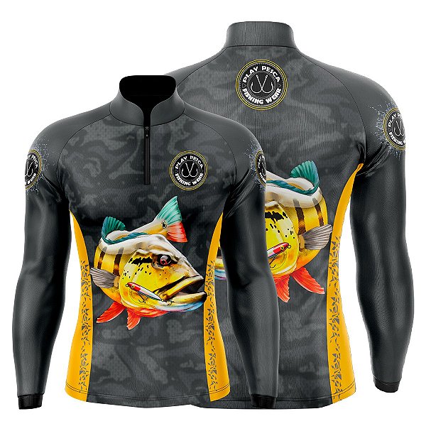 Camisa Play Pesca Tucunaré Cinza Adulto