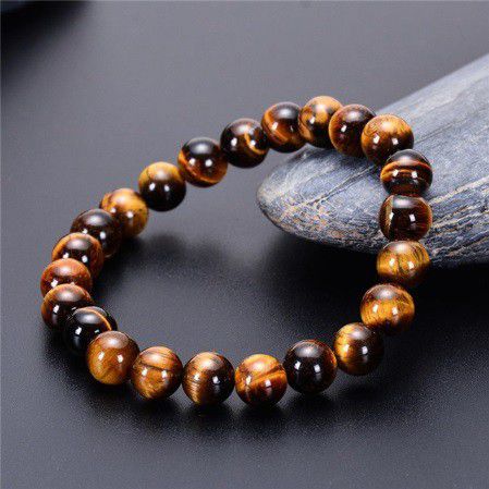 Pulseira olho de tigre esferas de pedras naturais 8mm