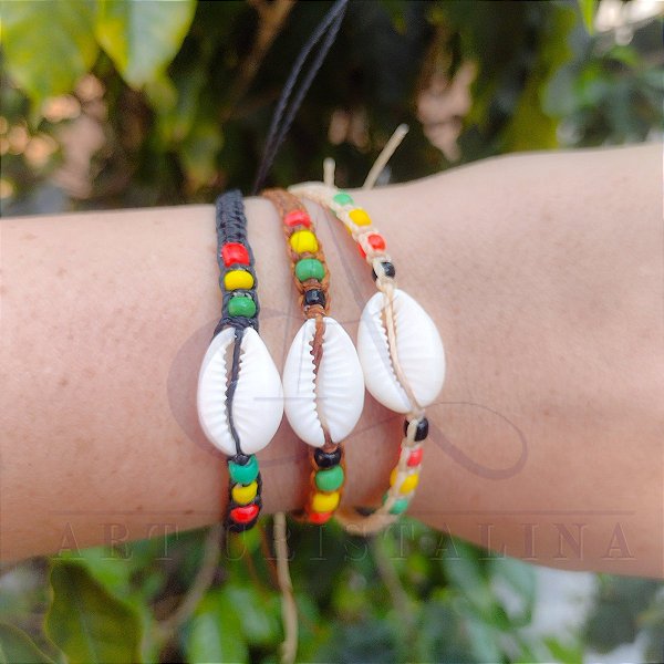 Pulseira com Búzio Natural Reggae tornozeleira hippie praia unisex