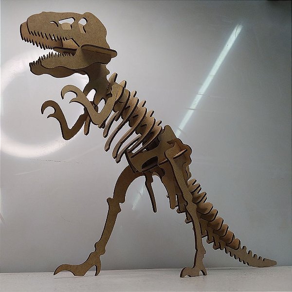 Quebra Cabeça 3D Dinossauro T- Rex - 30 Peças - MDF Cru - Corte a