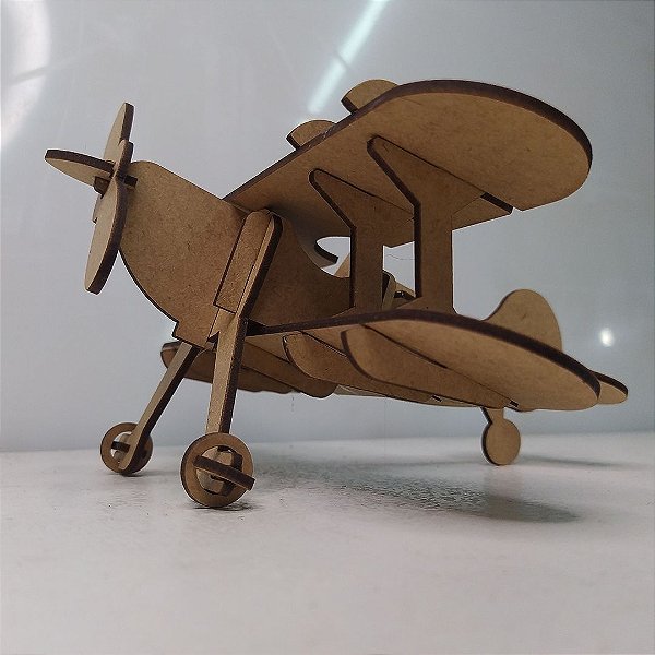 Avião Quebra Cabeça MDF Biplano