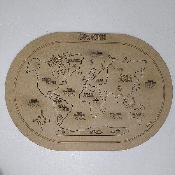 Jogo de Encaixe Mapa Mundi MDF